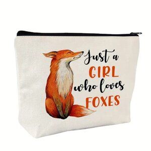 Just a Girl Who Loves Foxes, Zipper Closure, Travel-Friendly Cosmetic Pouch